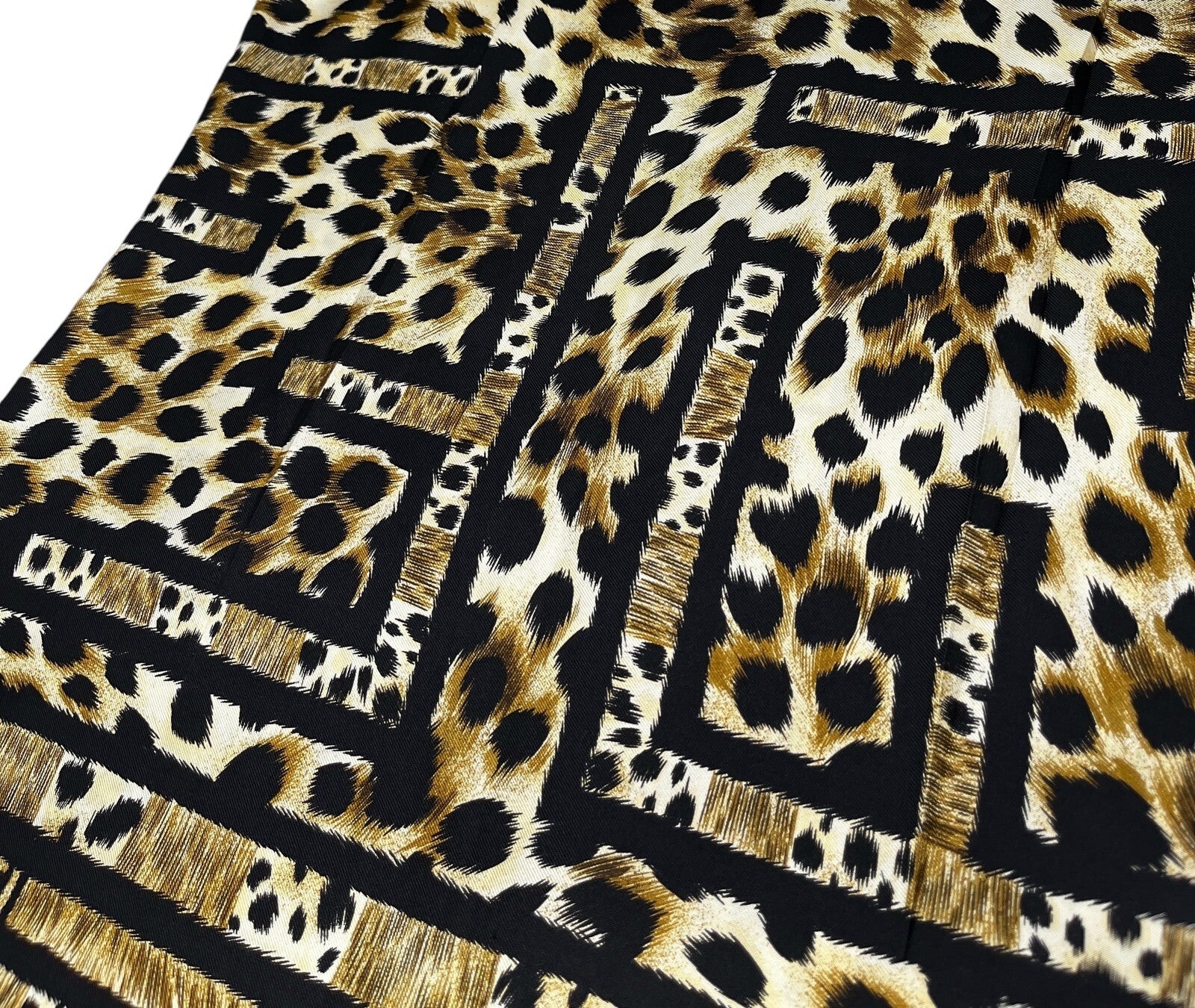 Luxury Promise Japan FENDI Vintage Big FF Zucca Logo Silk Shirt Top Leopard Brown Black Silk Rank AB