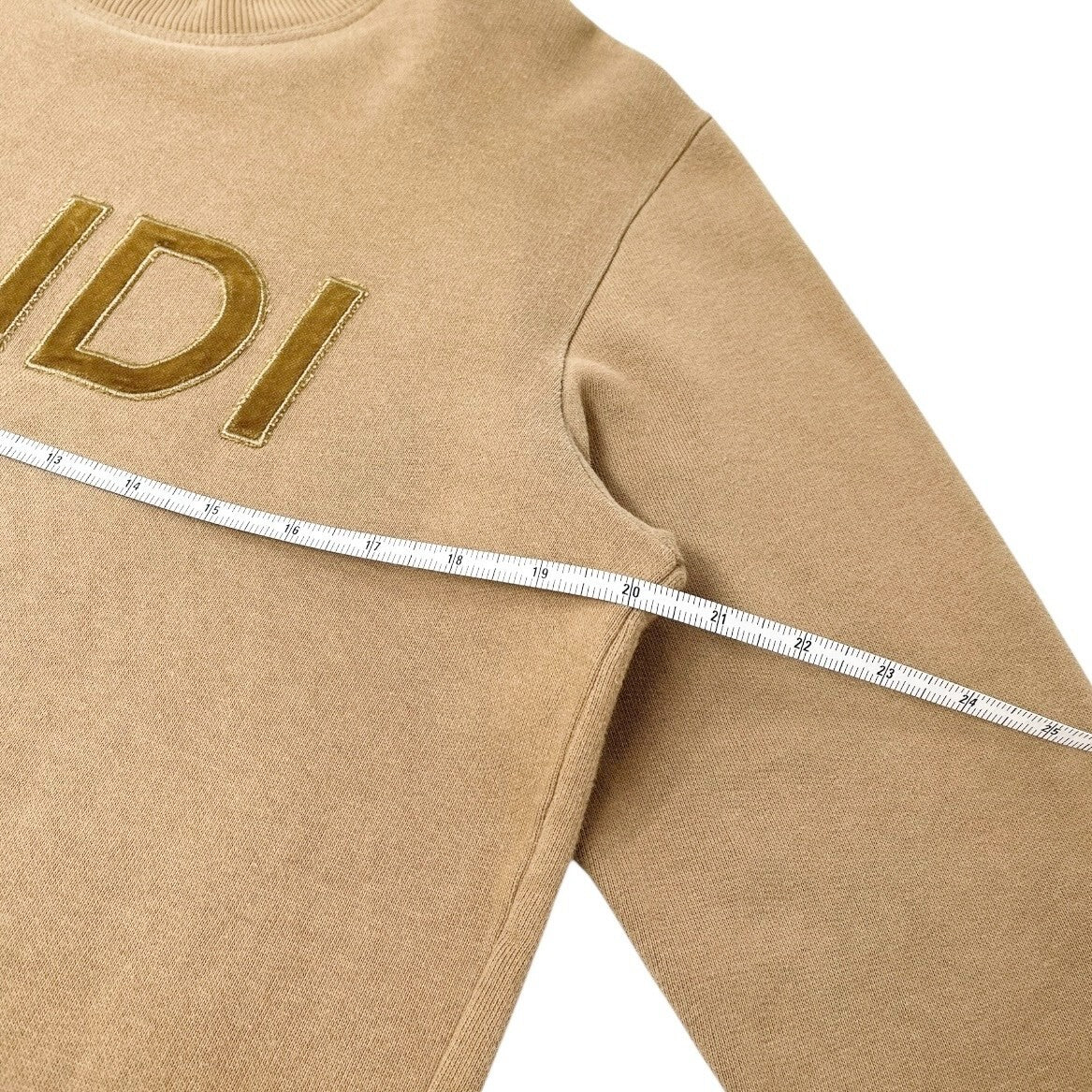 Luxury Promise Japan FENDI Vintage Big Logo Sweatshirt Top #38 Brown Cotton Velvet Long Sleeve