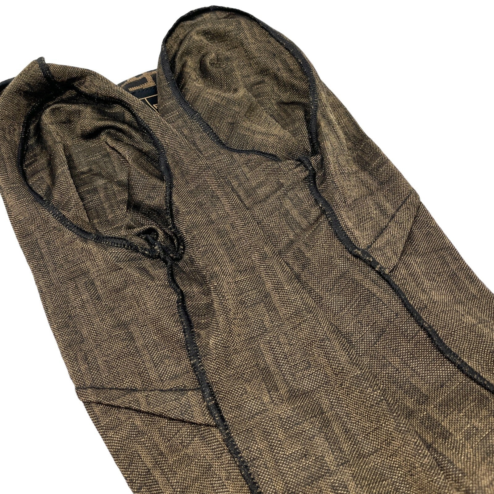 Luxury Promise Japan FENDI Vintage Zucca Monogram Logo Shirt Top #36 Button Brown Rayon Rank AB