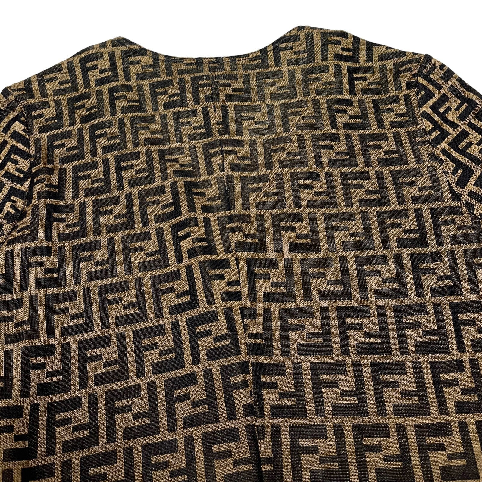 Luxury Promise Japan FENDI Vintage Zucca Monogram Logo Shirt Top #36 Button Brown Rayon Rank AB