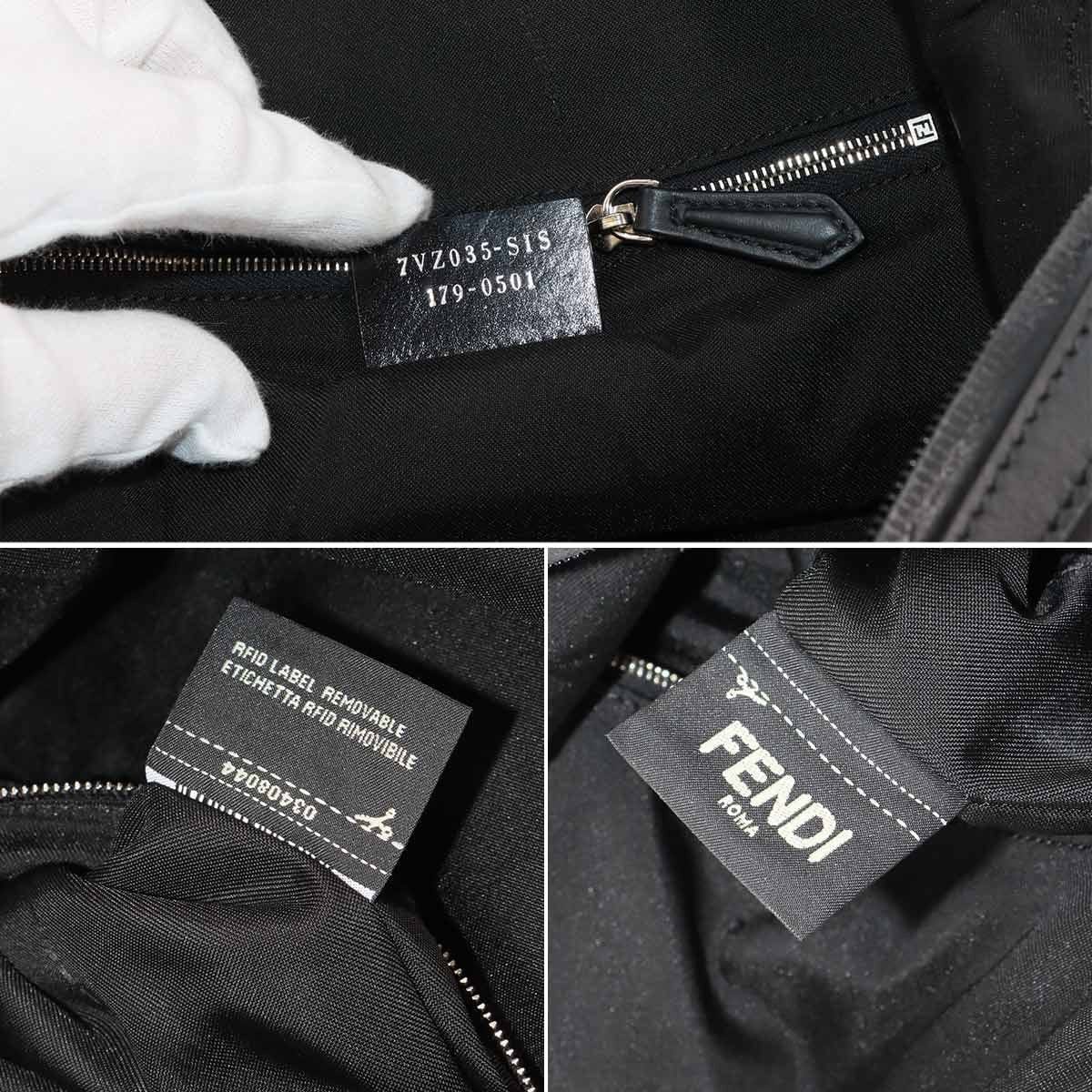 Luxury Promise Japan FENDI Logo Backpack Nylon Leather Black 7VZ035 Purse 90283239