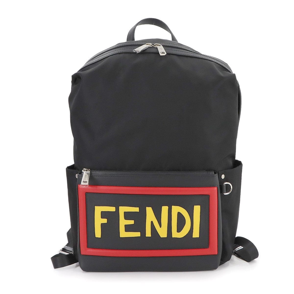 Luxury Promise Japan FENDI Logo Backpack Nylon Leather Black 7VZ035 Purse 90283239