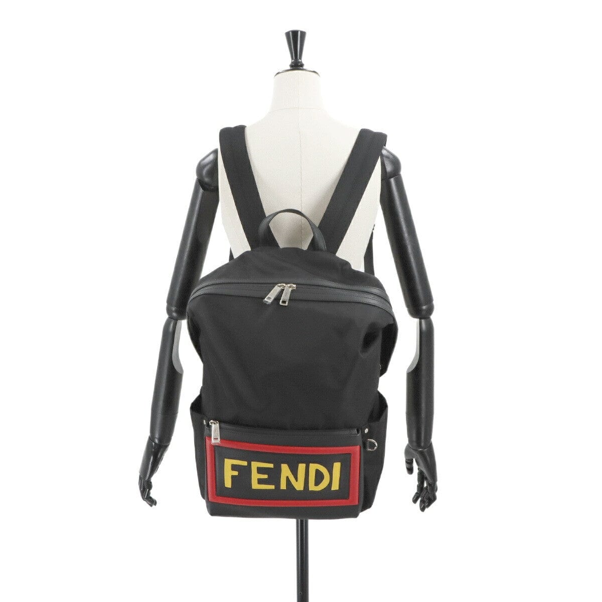 Luxury Promise Japan FENDI Logo Backpack Nylon Leather Black 7VZ035 Purse 90283239