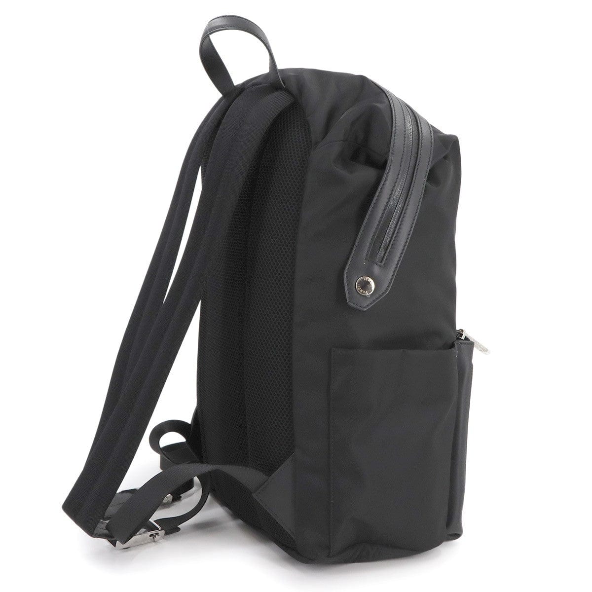 Luxury Promise Japan FENDI Logo Backpack Nylon Leather Black 7VZ035 Purse 90283239