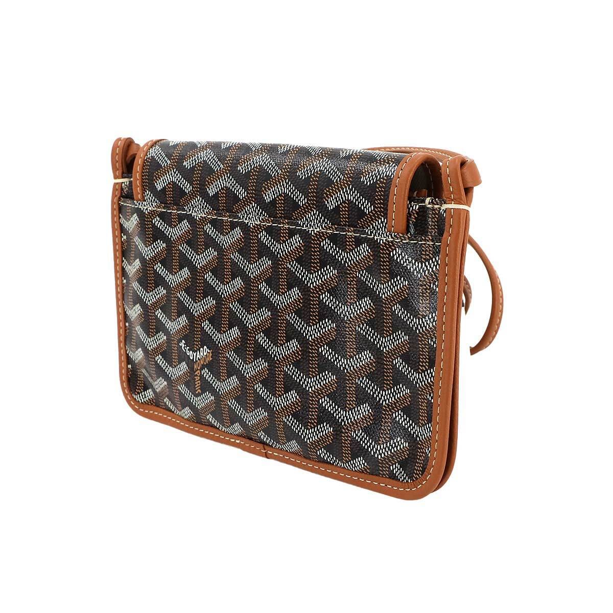 Luxury Promise Japan GOYARD Plumet Pocket Wallet Shoulder Bag PVC Leather Black Purse 90269150