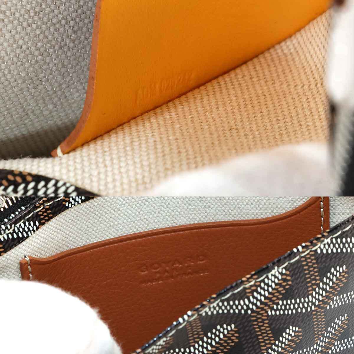 Luxury Promise Japan GOYARD Plumet Pocket Wallet Shoulder Bag PVC Leather Black Purse 90269150