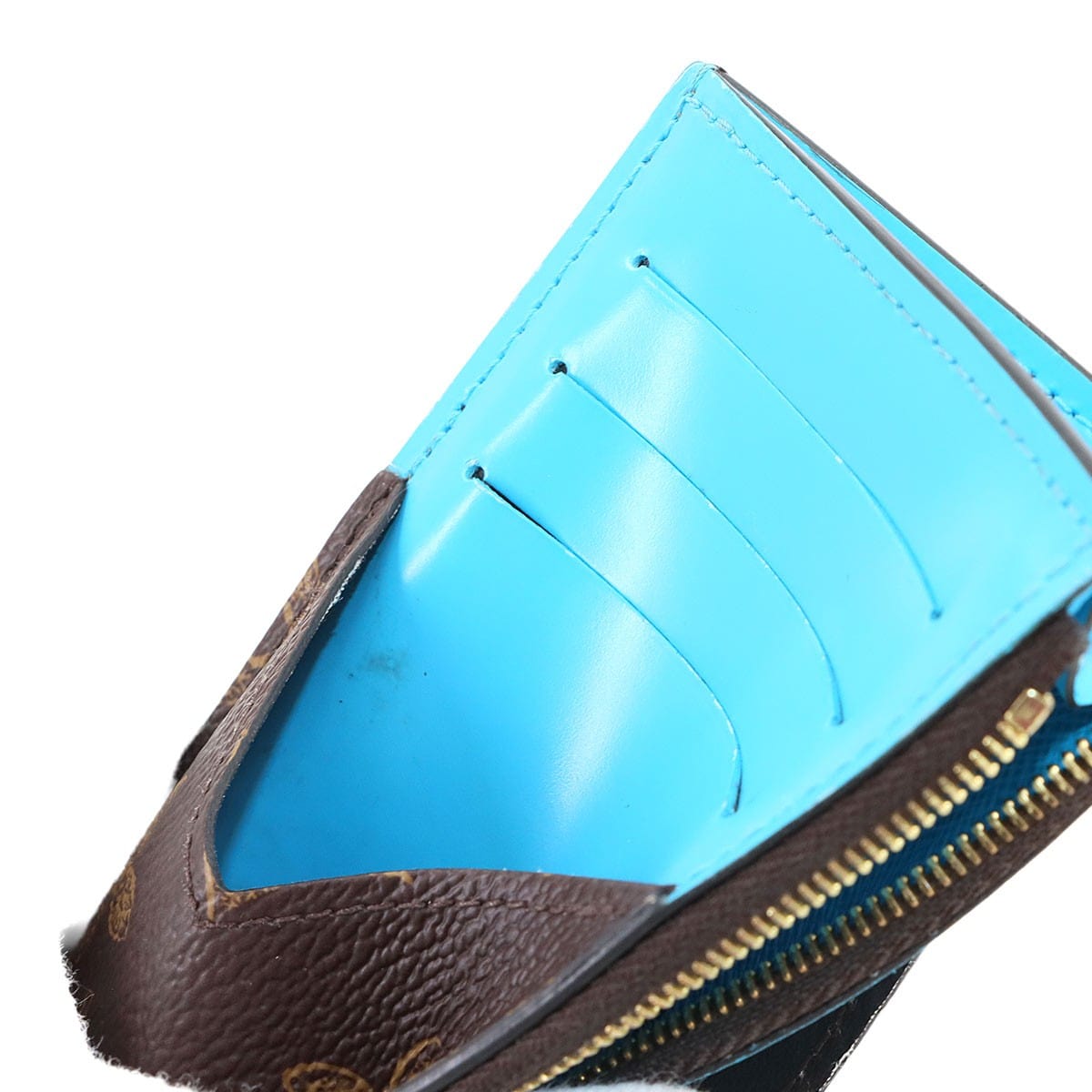 Luxury Promise Japan LOUIS VUITTON Monogram Coin Card Holder Case Brown Blue M81256 90289497