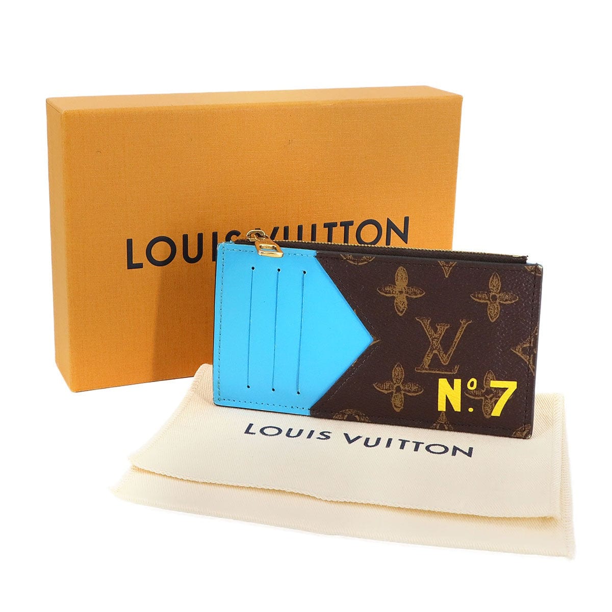 Luxury Promise Japan LOUIS VUITTON Monogram Coin Card Holder Case Brown Blue M81256 90289497