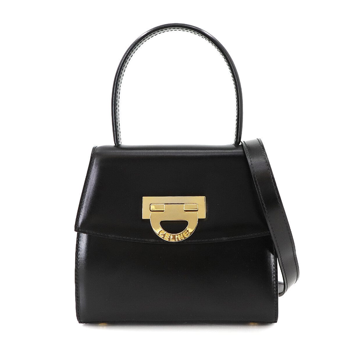 Luxury Promise Japan CELINE Hand Shoulder Bag Leather Black Vintage Purse 90272674