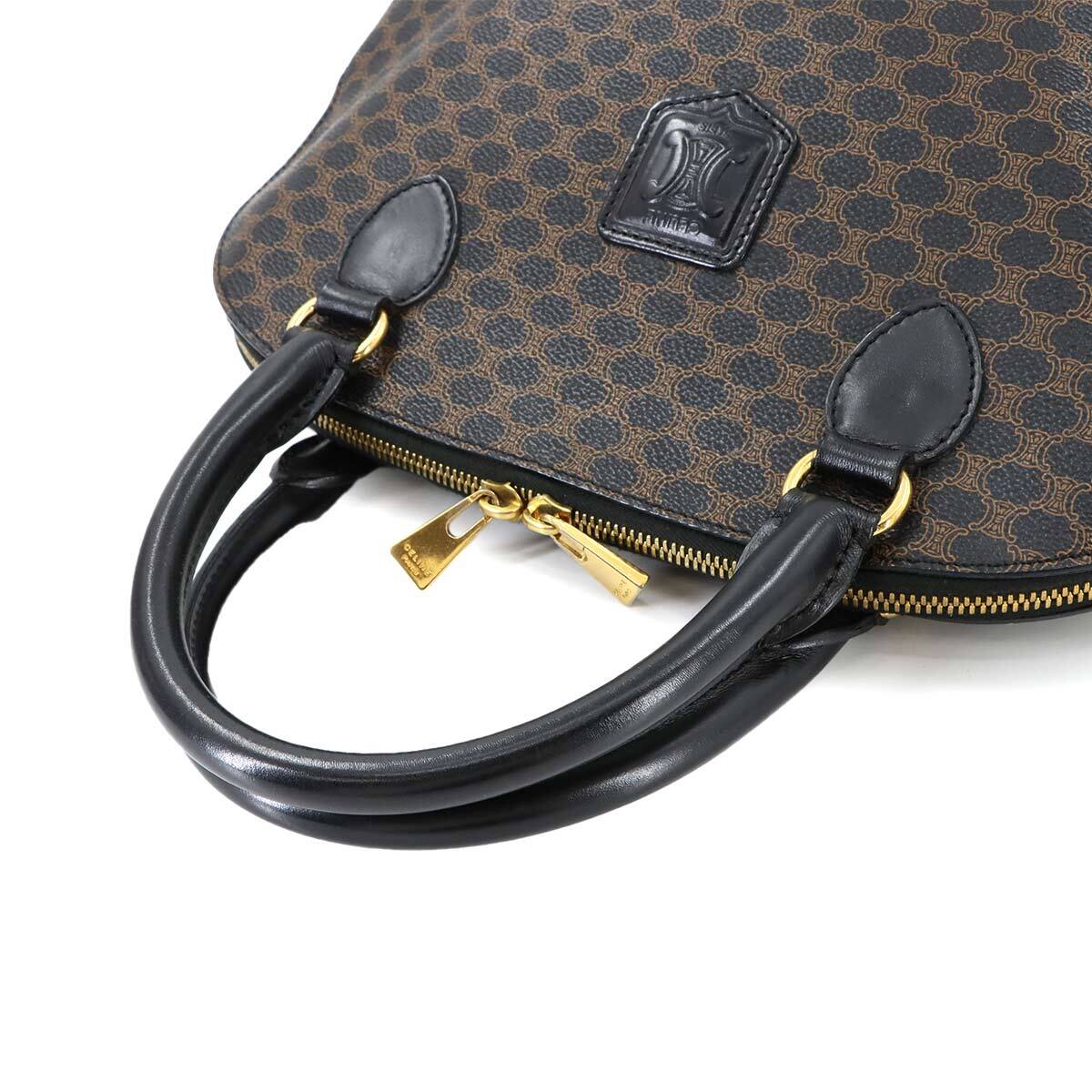 Luxury Promise Japan CELINE Macadam Hand Bag Leather PVC Black Brown Vintage Purse 90282211