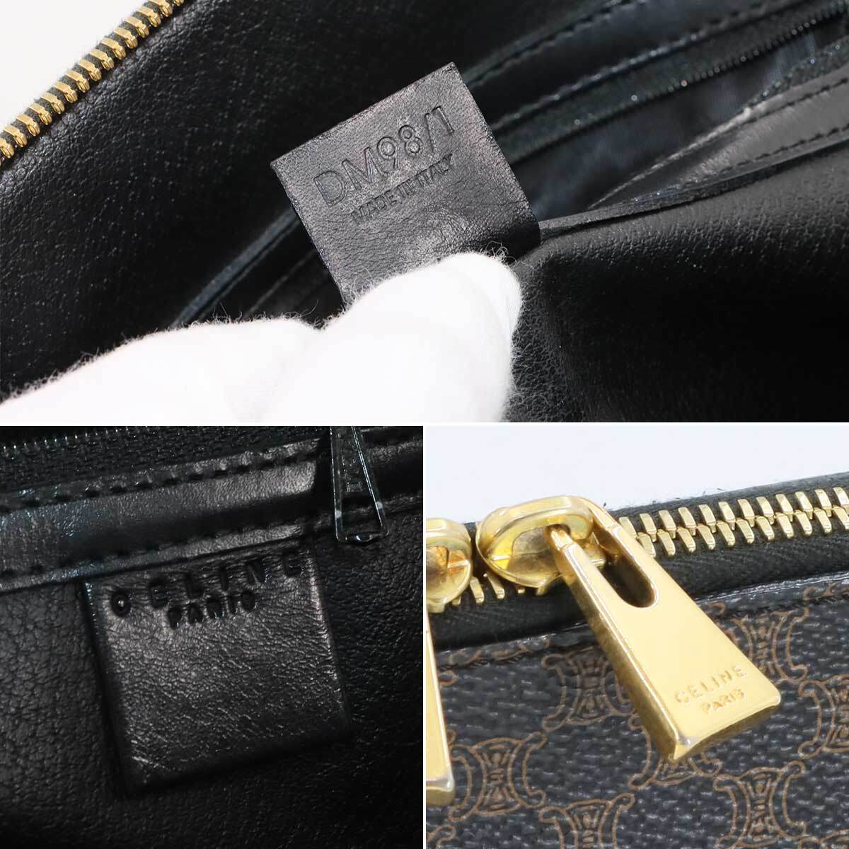 Luxury Promise Japan CELINE Macadam Hand Bag Leather PVC Black Brown Vintage Purse 90282211