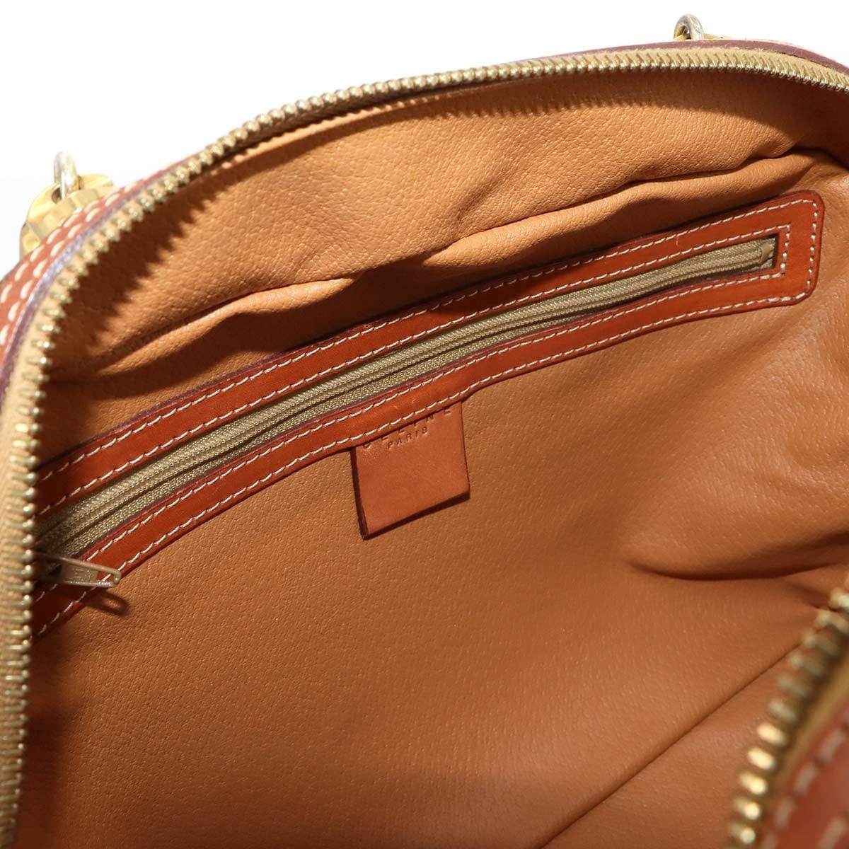 Luxury Promise Japan CELINE Macadam Hand Bag PVC Leather Brown Vintage 90289272