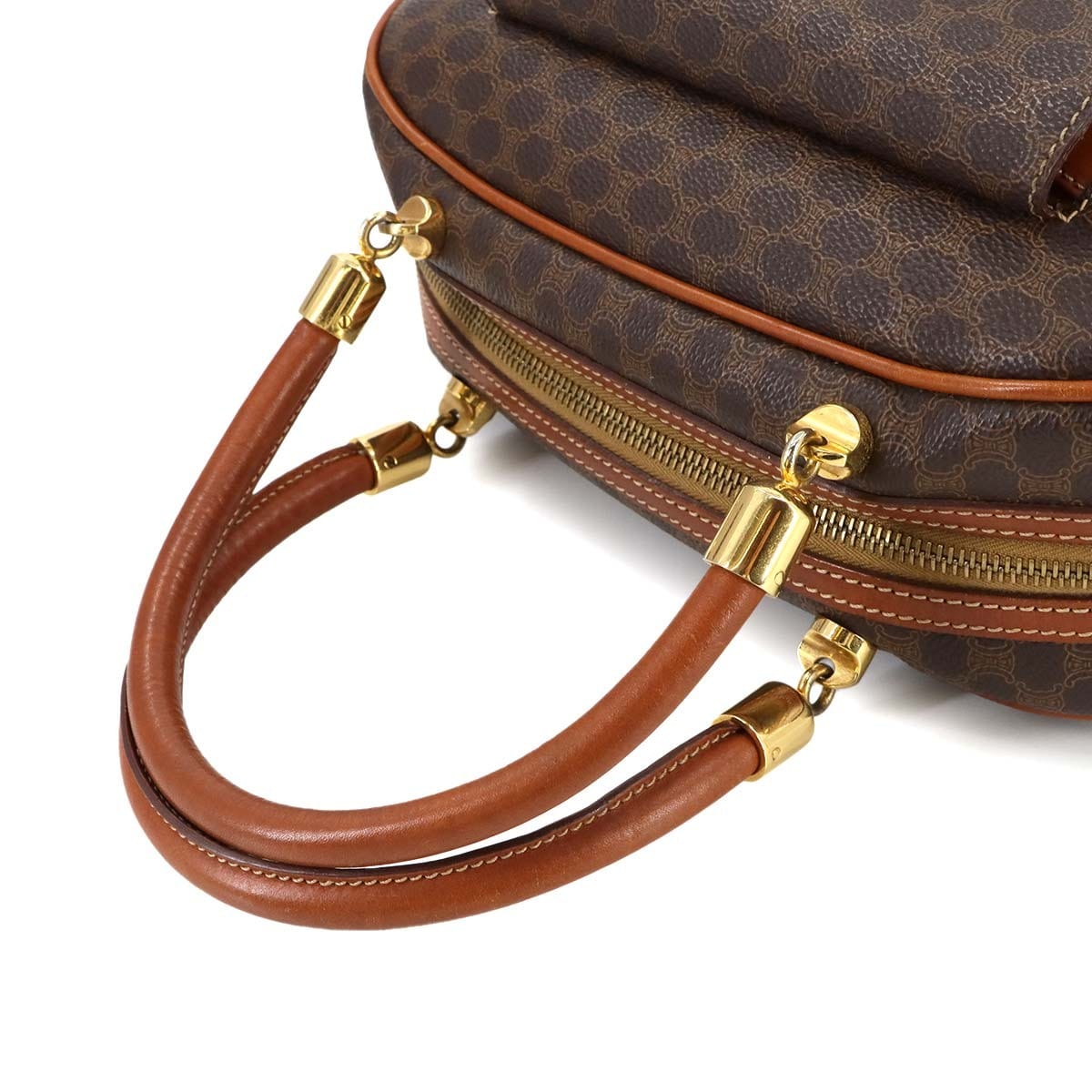 Luxury Promise Japan CELINE Macadam Hand Bag PVC Leather Brown Vintage 90289272