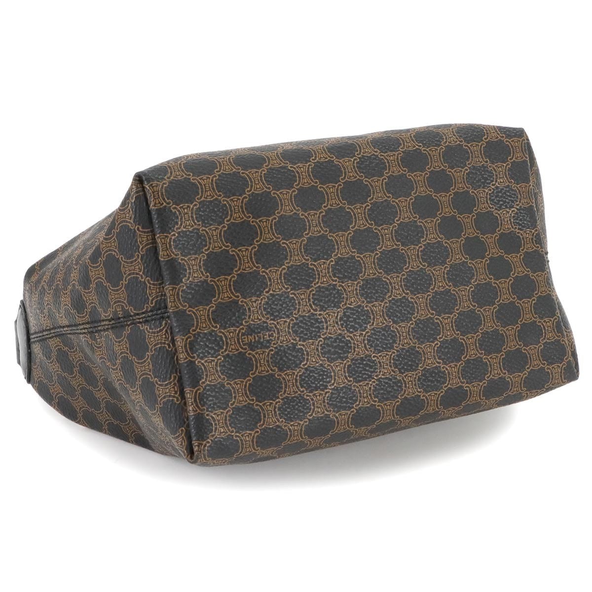 Luxury Promise Japan CELINE Macadam Hand Vanity Bag PVC Leather Black Brown Purse Vintage 90276025