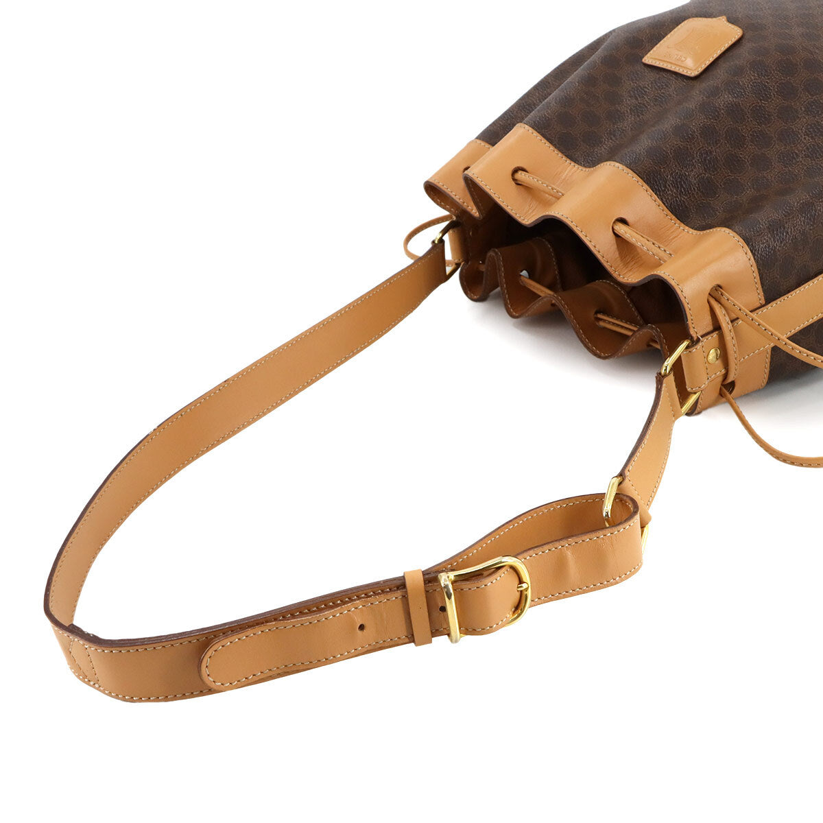 Luxury Promise Japan CELINE Macadam Shoulder Bag Leather PVC Brown Vintage Purse 90282222