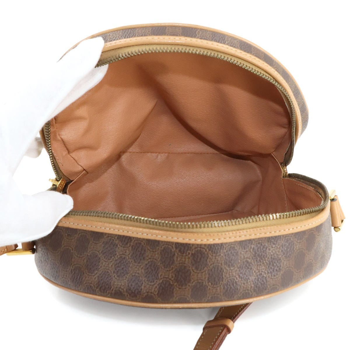 Luxury Promise Japan CELINE Macadam Shoulder Bag Leather PVC Brown Vintage Purse 90289484