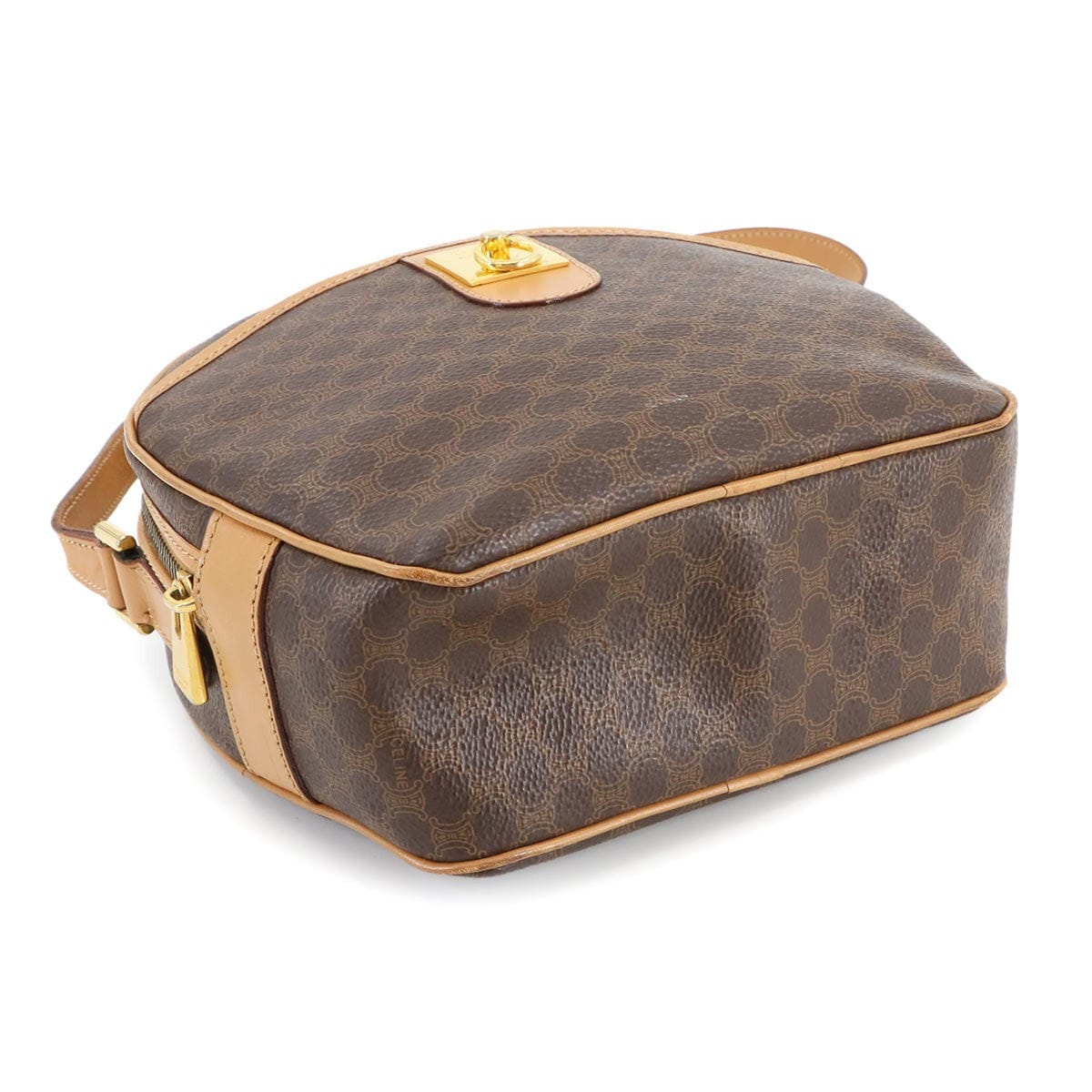 Luxury Promise Japan CELINE Macadam Shoulder Bag Leather PVC Brown Vintage Purse 90289484