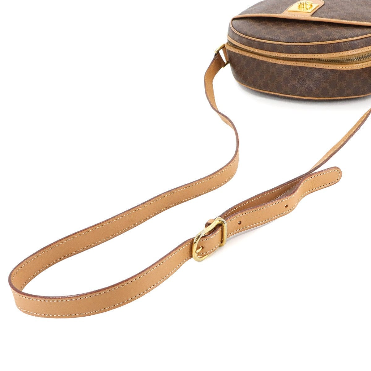 Luxury Promise Japan CELINE Macadam Shoulder Bag Leather PVC Brown Vintage Purse 90289484