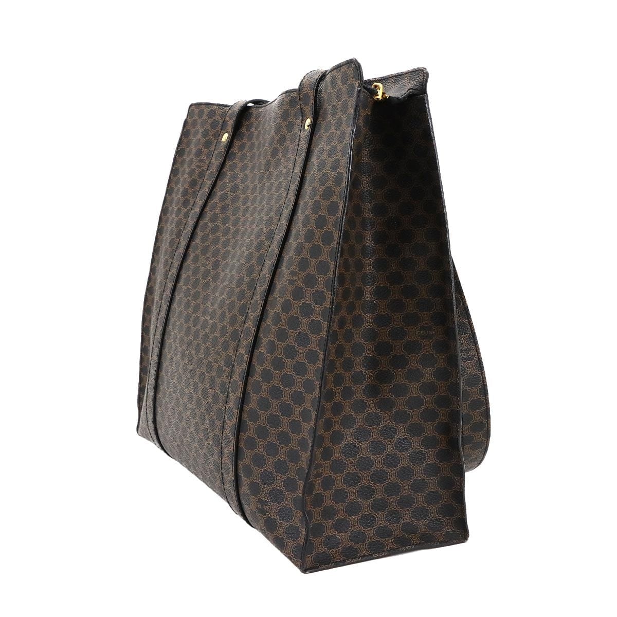 Luxury Promise Japan CELINE Macadam Tote Bag PVC Leather Black Brown Vintage Purse 90289198