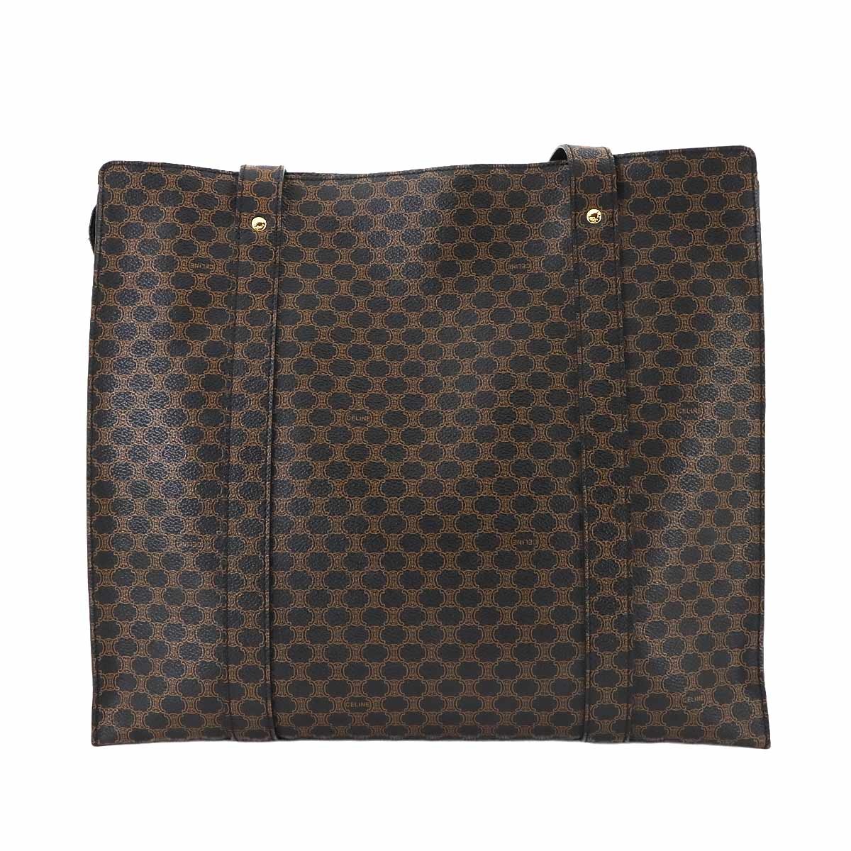 Luxury Promise Japan CELINE Macadam Tote Bag PVC Leather Black Brown Vintage Purse 90289198