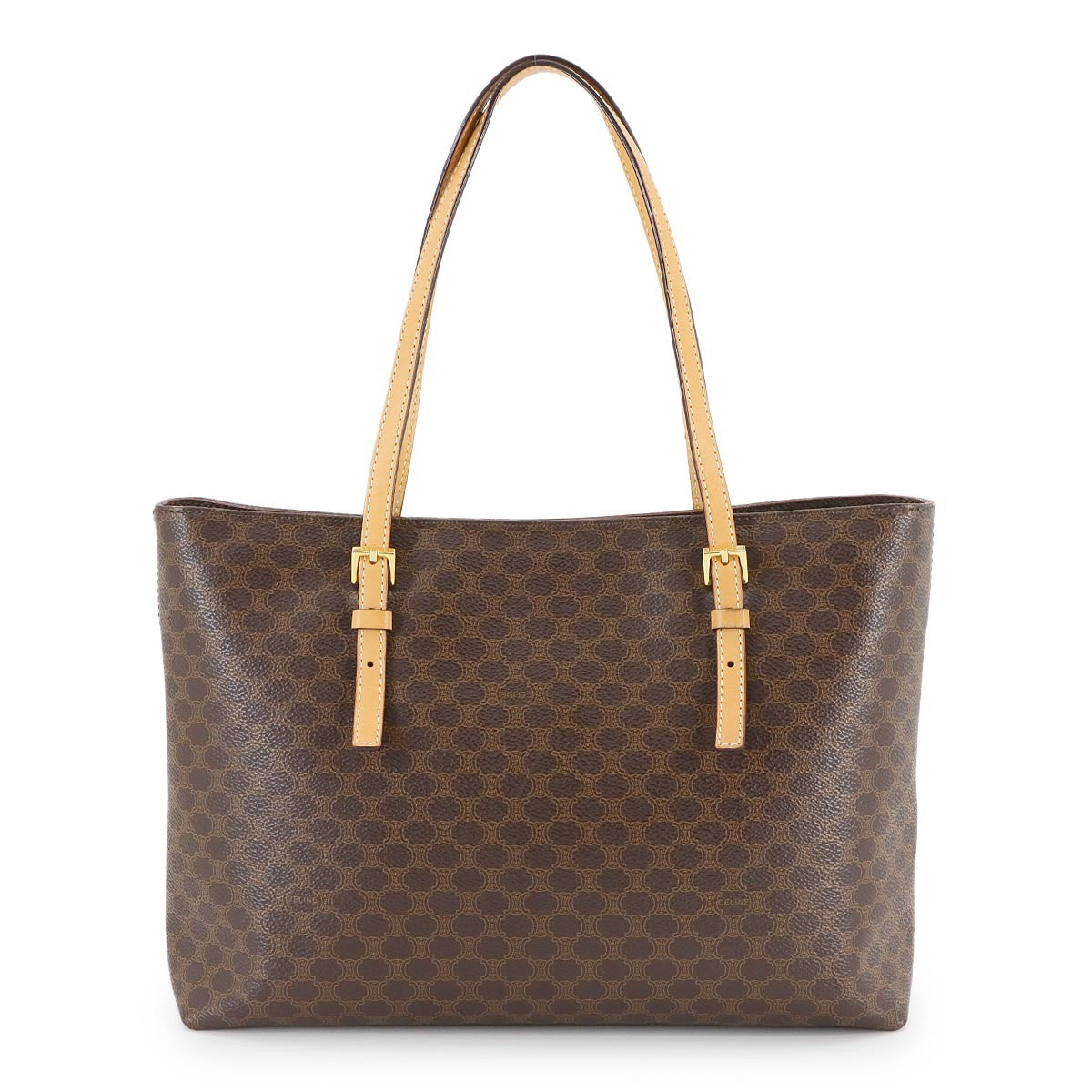 Luxury Promise Japan CELINE Macadam Tote Bag PVC Leather Brown Vintage Purse 90289303