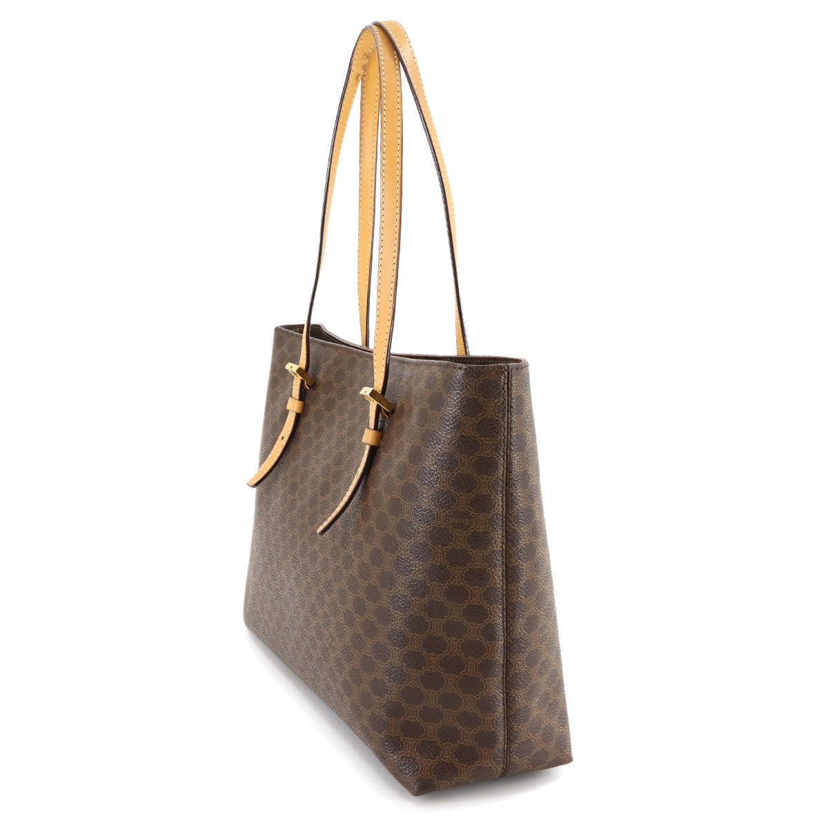 Luxury Promise Japan CELINE Macadam Tote Bag PVC Leather Brown Vintage Purse 90289303