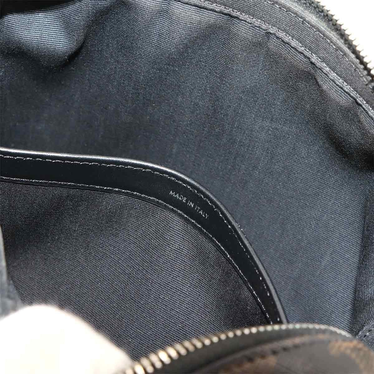 Luxury Promise Japan CELINE Triomphe Medium Messenger Shoulder Bag PVC Leather Black Brown 90292665