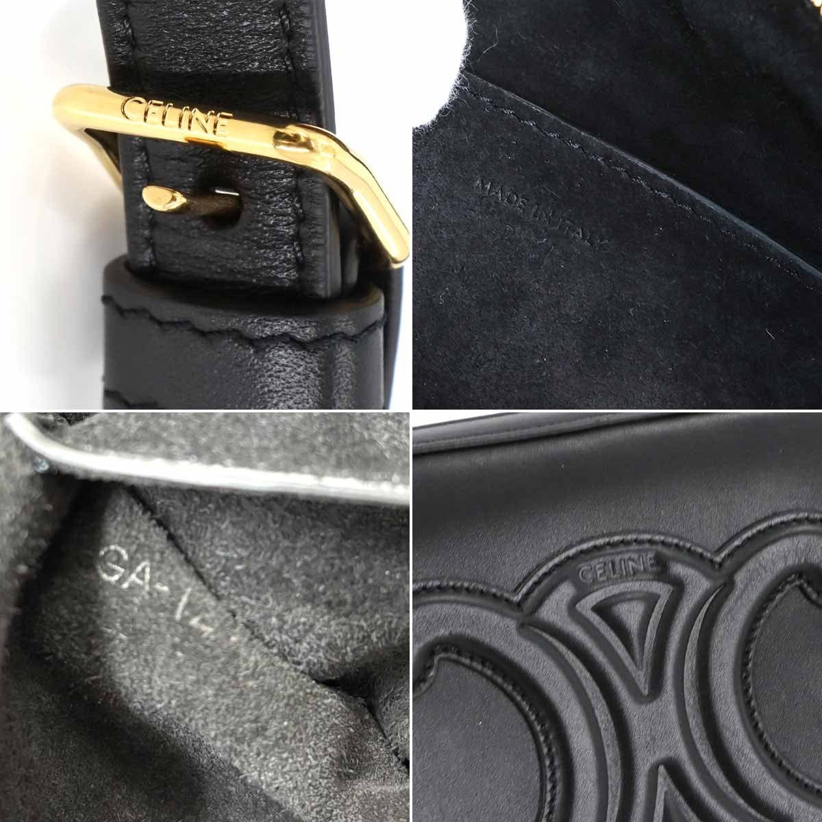 Luxury Promise Japan CELINE Triomphe Shoulder Bag Leather Black 199183 Purse 90286956