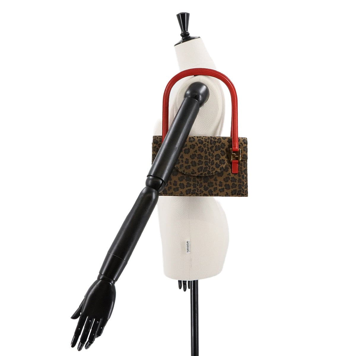 Luxury Promise Japan FENDI Shoulder Bag Canvas Leather Brown Red 26346 Leopard pattern Purse 90290994