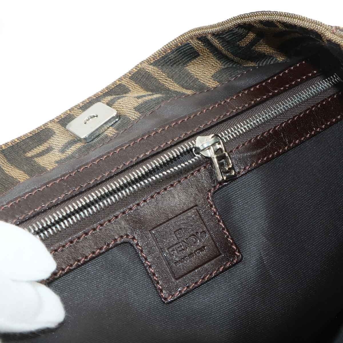 Luxury Promise Japan FENDI Zucca Hand Bag Canvas Leather Brown Vintage Purse 90278585