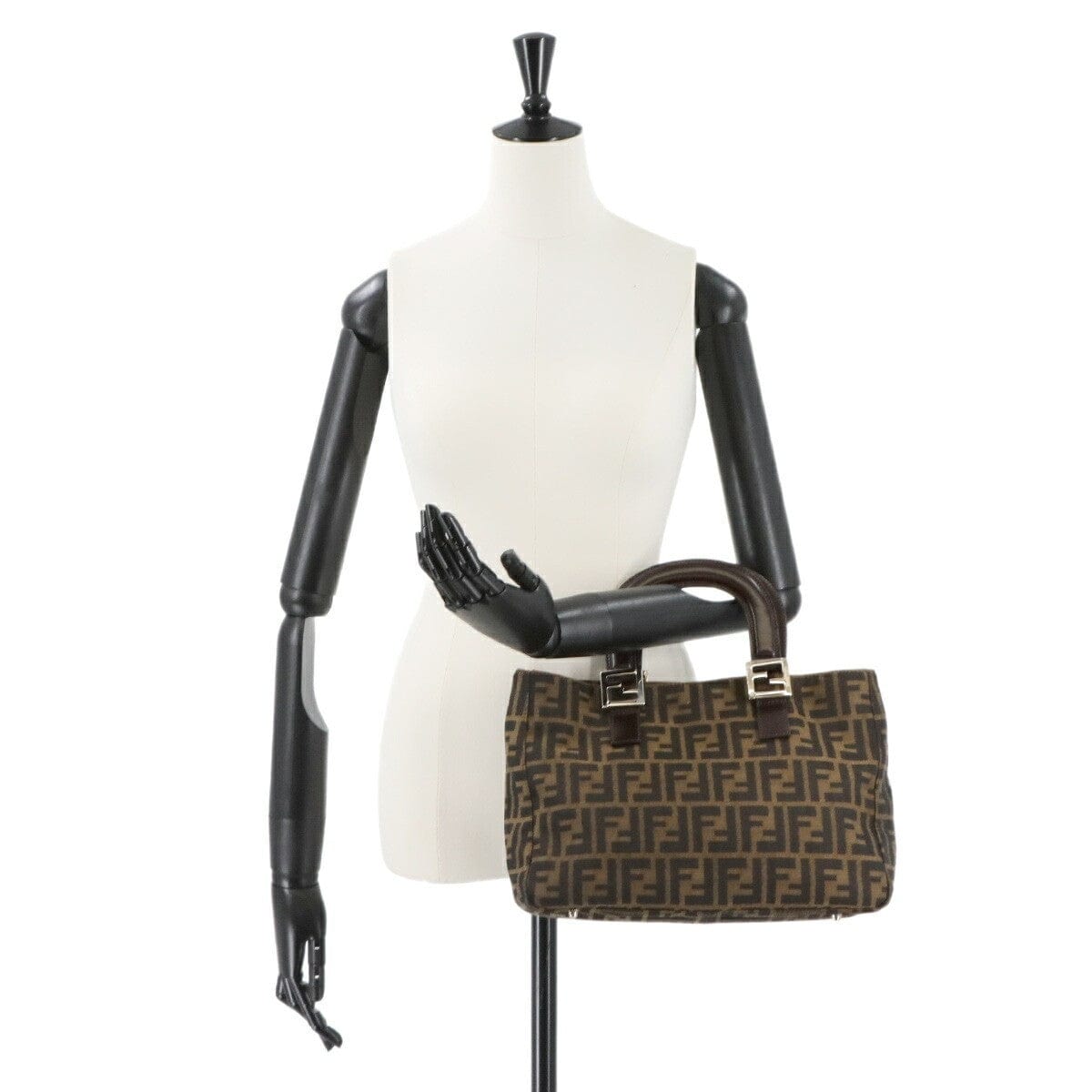 Luxury Promise Japan FENDI Zucca Hand Bag Canvas Leather Brown Vintage Purse 90278585