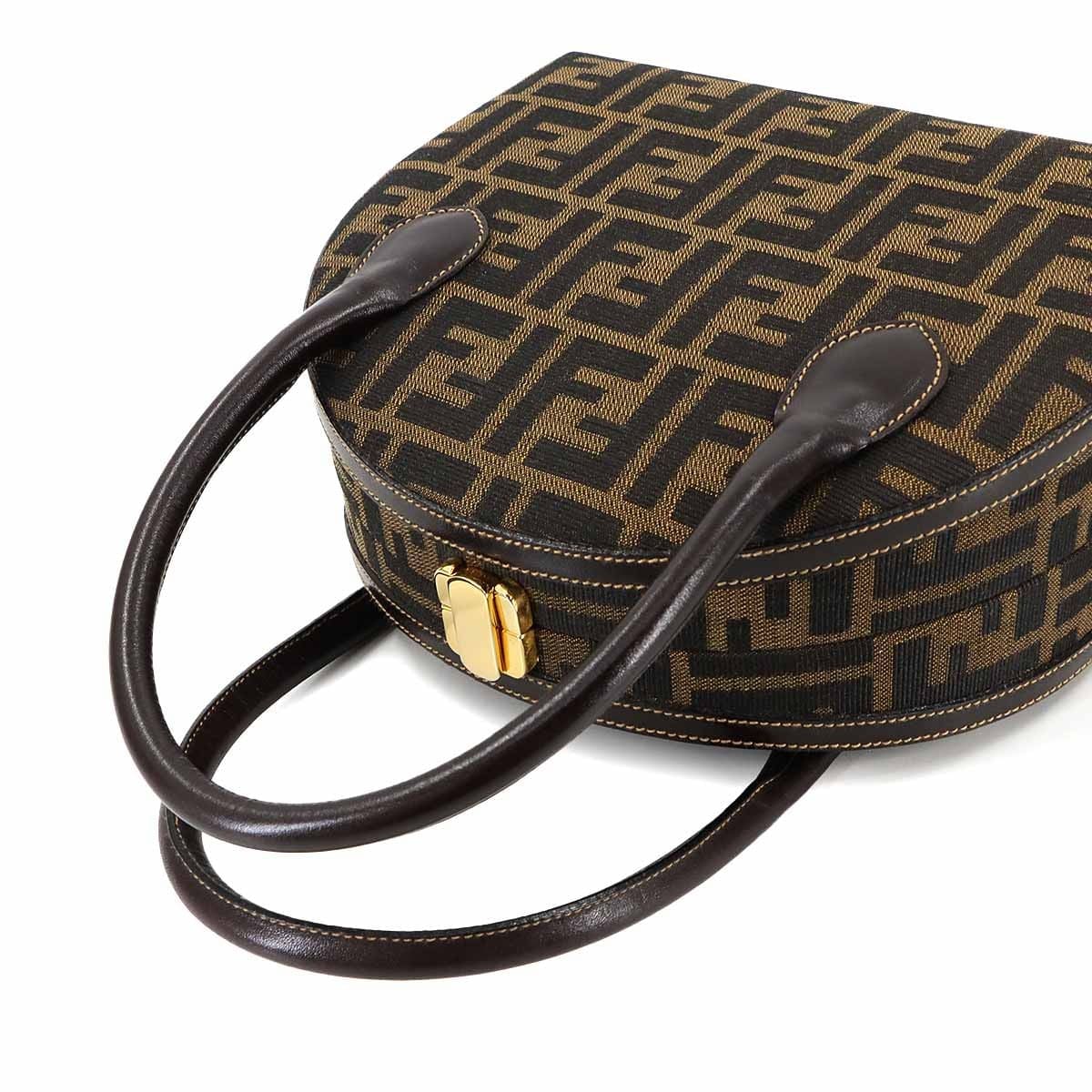 Luxury Promise Japan FENDI Zucca Hand Shoulder Bag Canvas Leather Brown Black Vintage 90287639