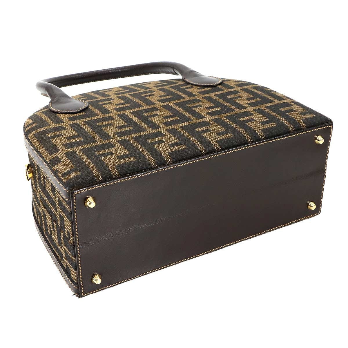 Luxury Promise Japan FENDI Zucca Hand Shoulder Bag Canvas Leather Brown Black Vintage 90287639