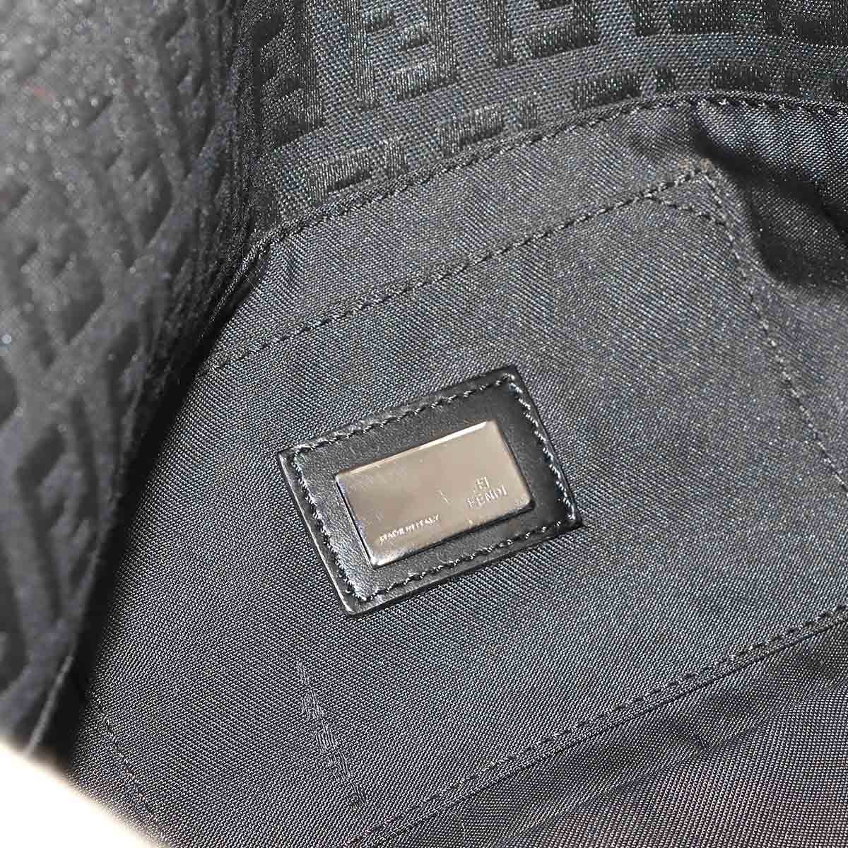 Luxury Promise Japan FENDI Zucchino Mamma Baguette Shoulder Bag Canvas Leather Black 8BR181 90285024