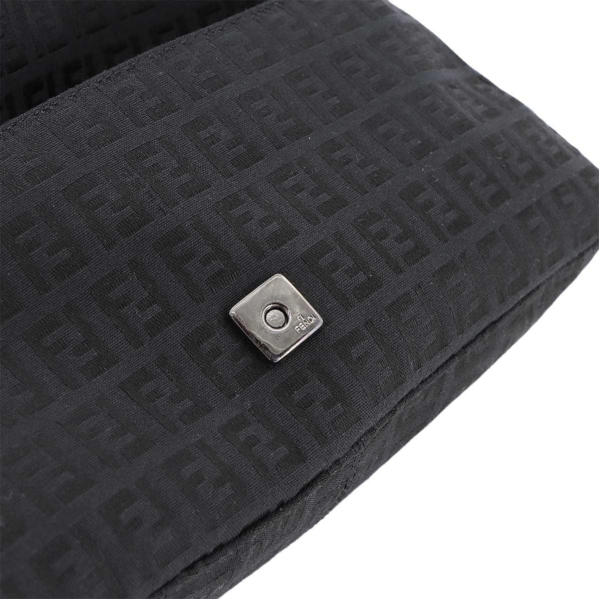 Luxury Promise Japan FENDI Zucchino Mamma Baguette Shoulder Bag Canvas Leather Black 8BR181 90285024