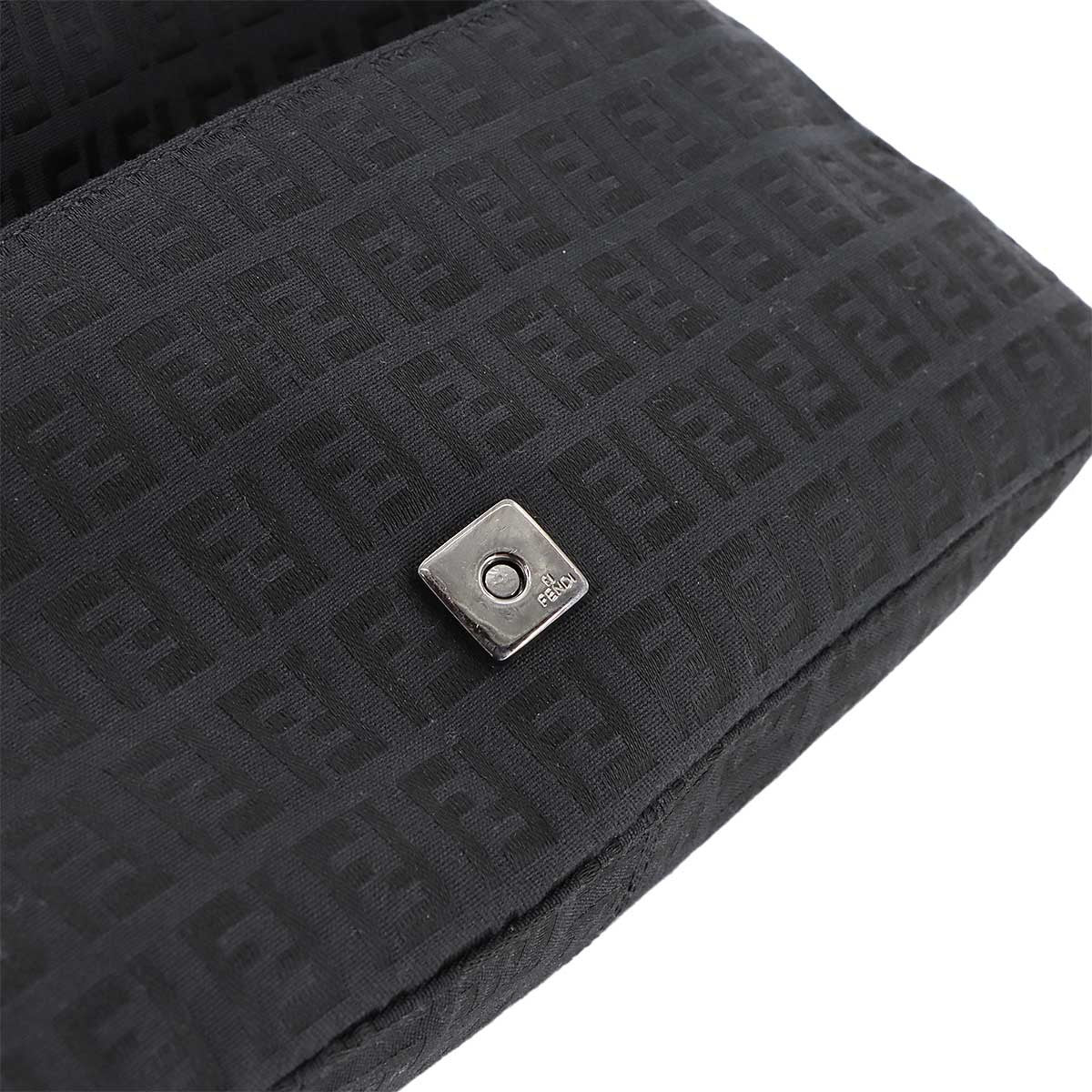 Luxury Promise Japan FENDI Zucchino Mamma Baguette Shoulder Bag Canvas Leather Black 8BR181 90285024