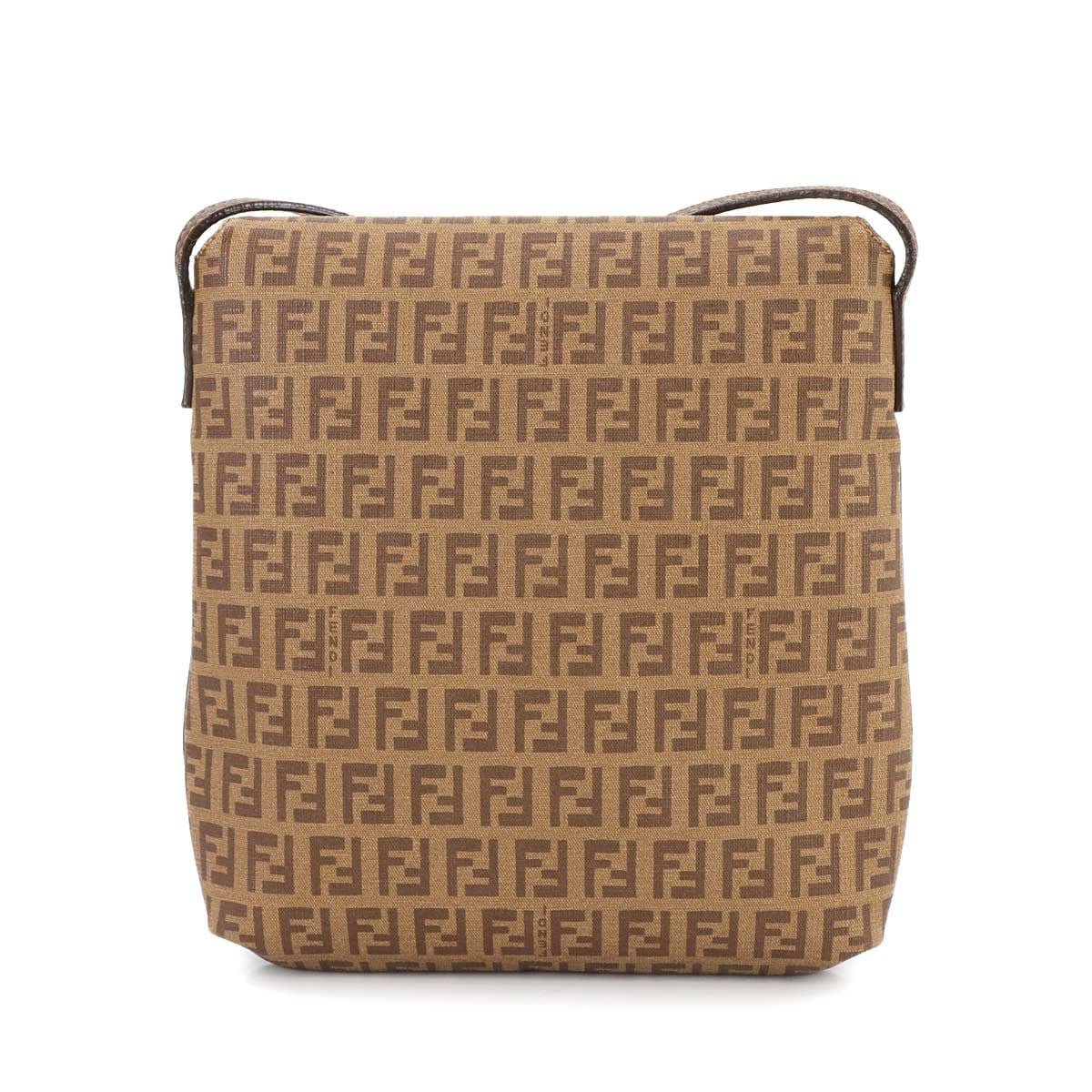 Luxury Promise Japan FENDI Zucchino Shoulder Bag PVC Leather Brown 8BT075 90285401