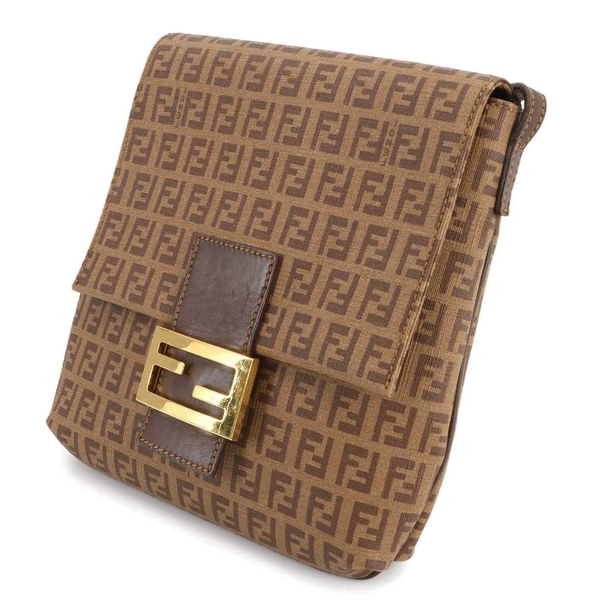 Luxury Promise Japan FENDI Zucchino Shoulder Bag PVC Leather Brown 8BT075 90285401