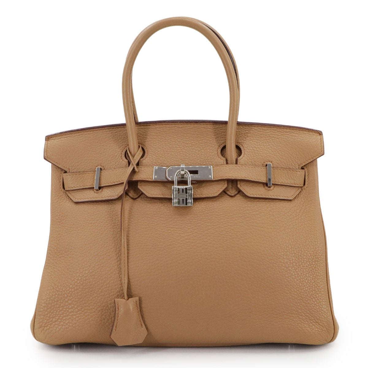 Luxury Promise Japan HERMES Birkin 30 Taurillon Clemence Tabac camel Hand Bag Beige 90301175