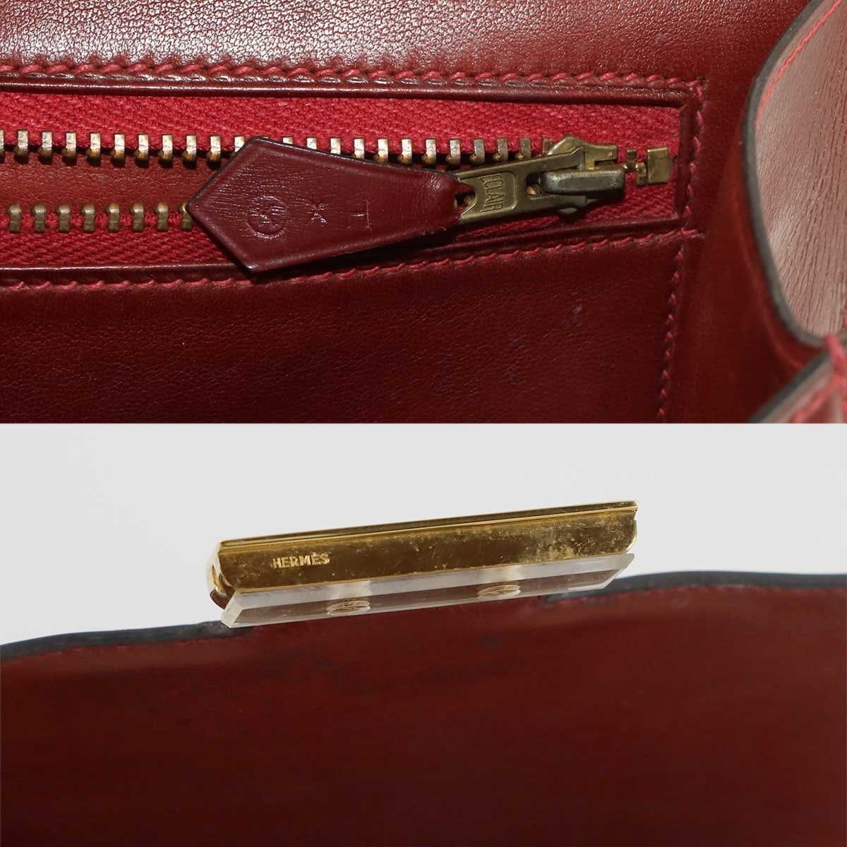 Luxury Promise Japan HERMES Constance 23 Shoulder Bag Box Calf Toile H Beige Rouge H 90315400