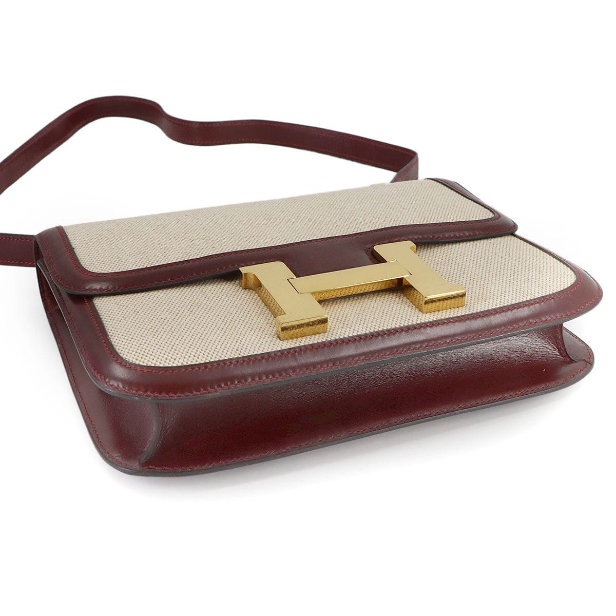 Luxury Promise Japan HERMES Constance 23 Shoulder Bag Box Calf Toile H Beige Rouge H 90315400