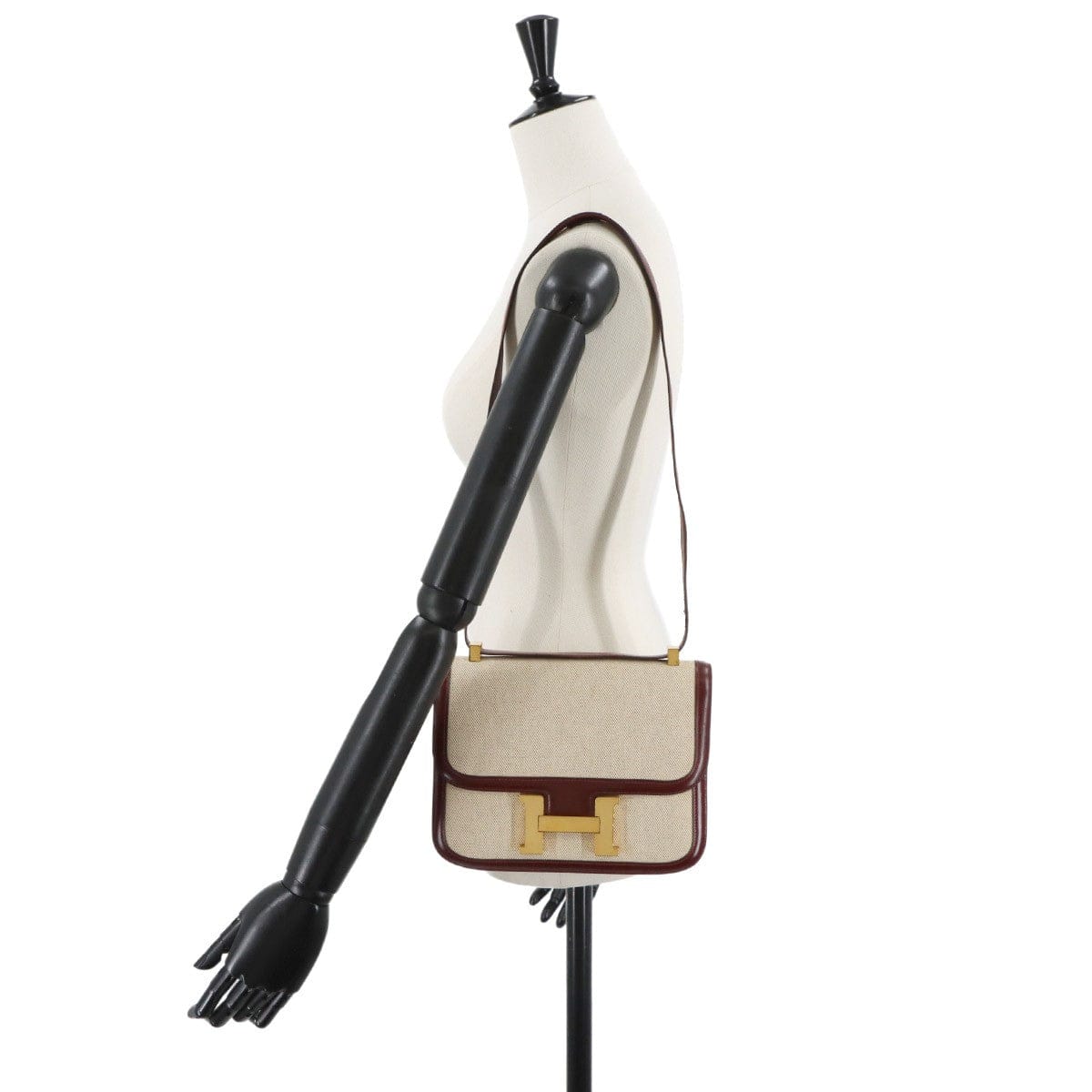 Luxury Promise Japan HERMES Constance 23 Shoulder Bag Box Calf Toile H Beige Rouge H 90315400