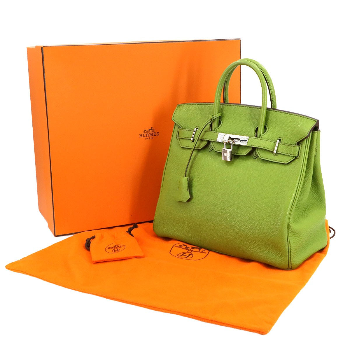 Luxury Promise Japan HERMES Haut a Courroies 28 Veau Togo Anis green Hand Bag Purse 90302007