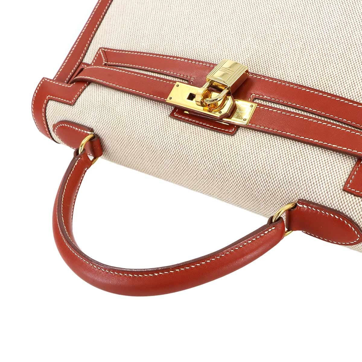 Luxury Promise Japan HERMES Kelly 32 Toile H Swift Natural Brique 2way Hand Shoulder Bag 90286103