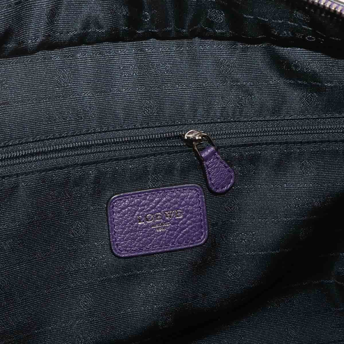 Luxury Promise Japan LOEWE Amazona 36 Hand Bag Leather Purple Anagram Purse 90287657