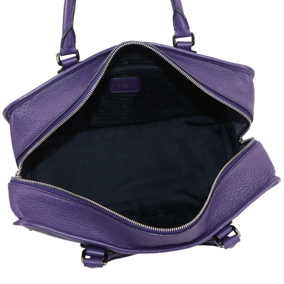 Luxury Promise Japan LOEWE Amazona 36 Hand Bag Leather Purple Anagram Purse 90287657