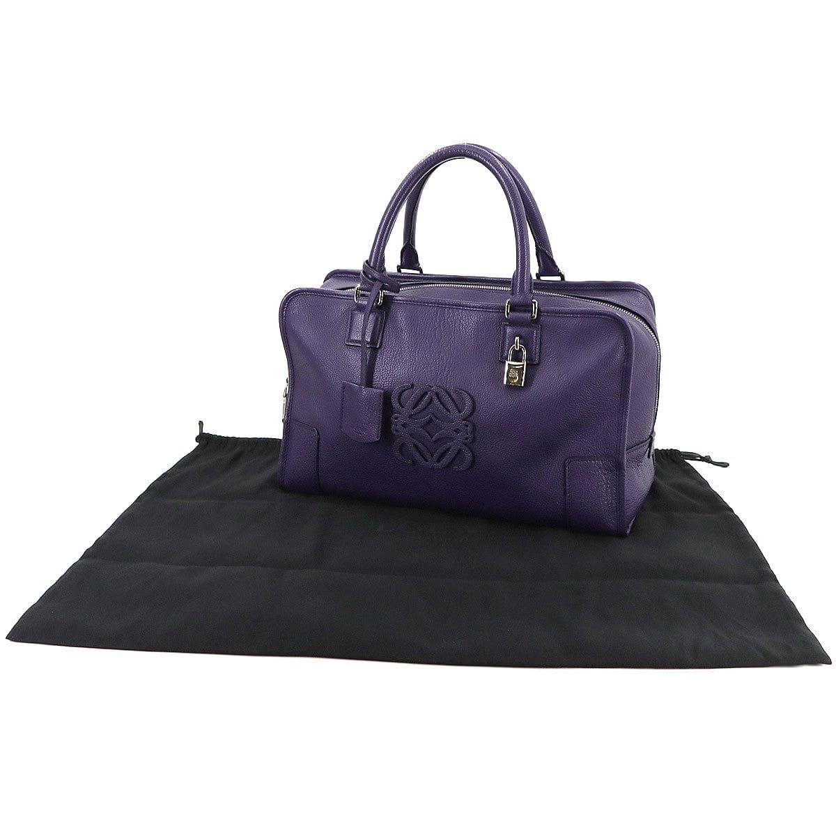 Luxury Promise Japan LOEWE Amazona 36 Hand Bag Leather Purple Anagram Purse 90287657