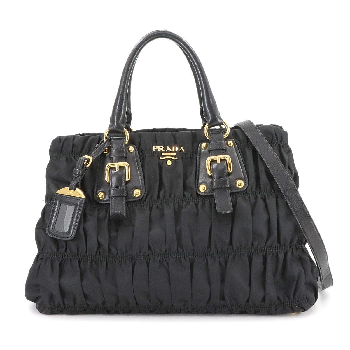 Luxury Promise Japan PRADA 2way Hand Shoulder Bag Nylon Leather Nero Black BN2346 Purse 90285405