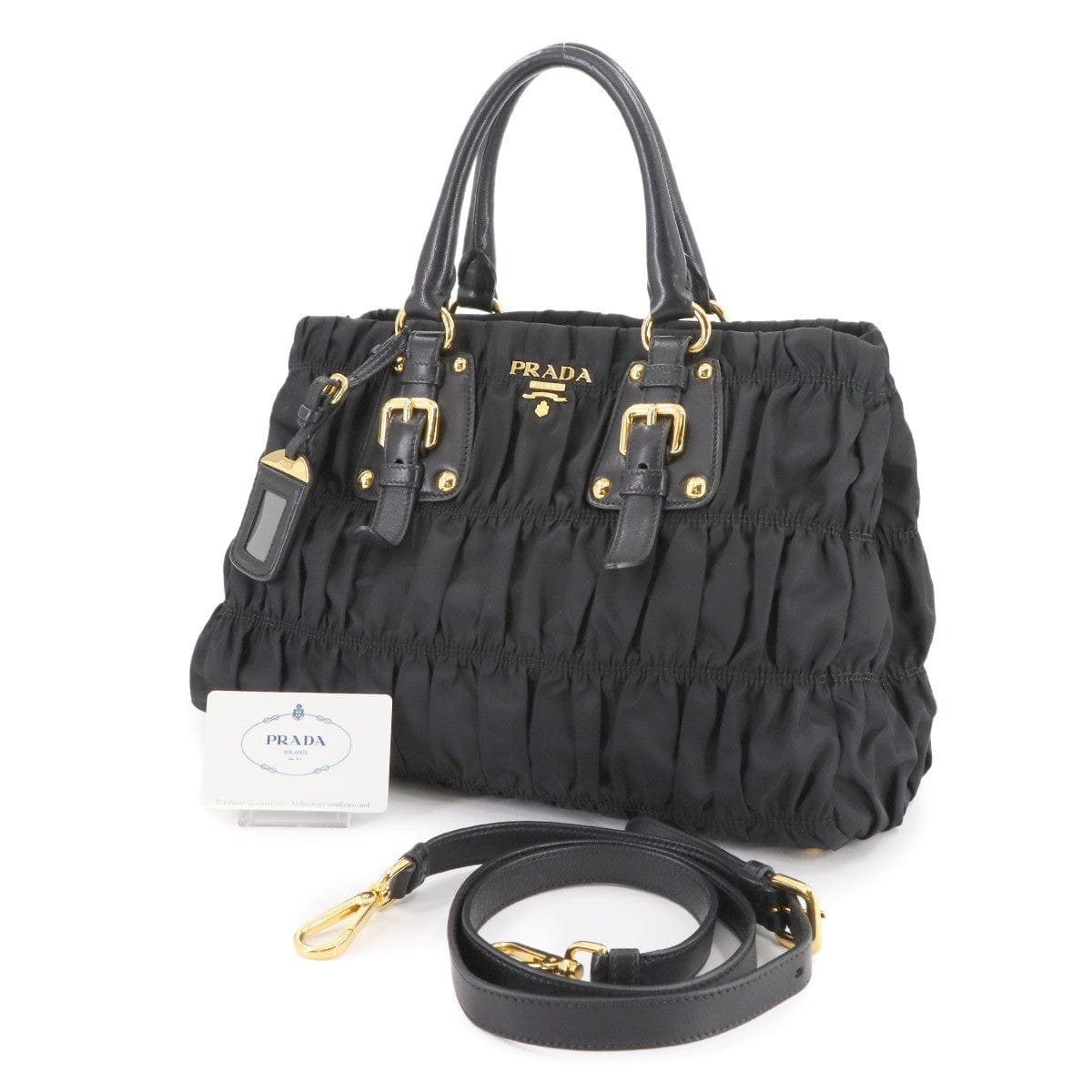 Luxury Promise Japan PRADA 2way Hand Shoulder Bag Nylon Leather Nero Black BN2346 Purse 90285405