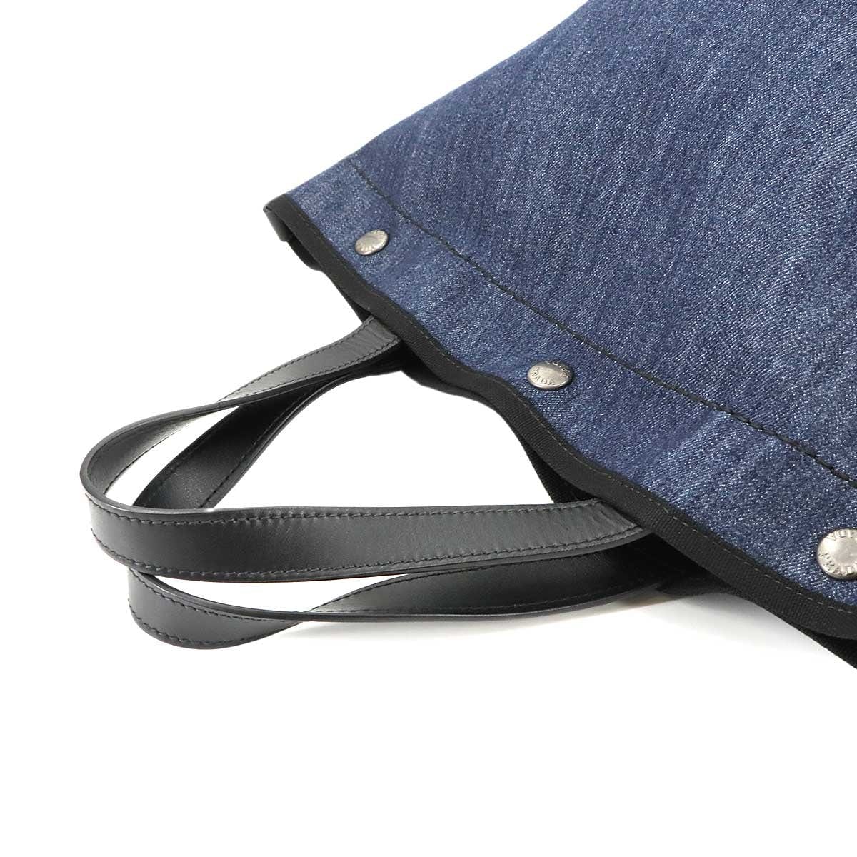 Luxury Promise Japan PRADA Small 2way Tote Shoulder Bag Denim Leather Blue Black 1BG244 90289015